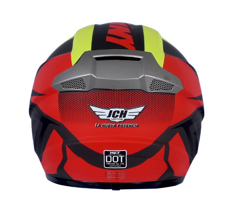 Vista trasera de CASCO MOTOCROSS JCH MOTOS NEGRO / ROJO MATE